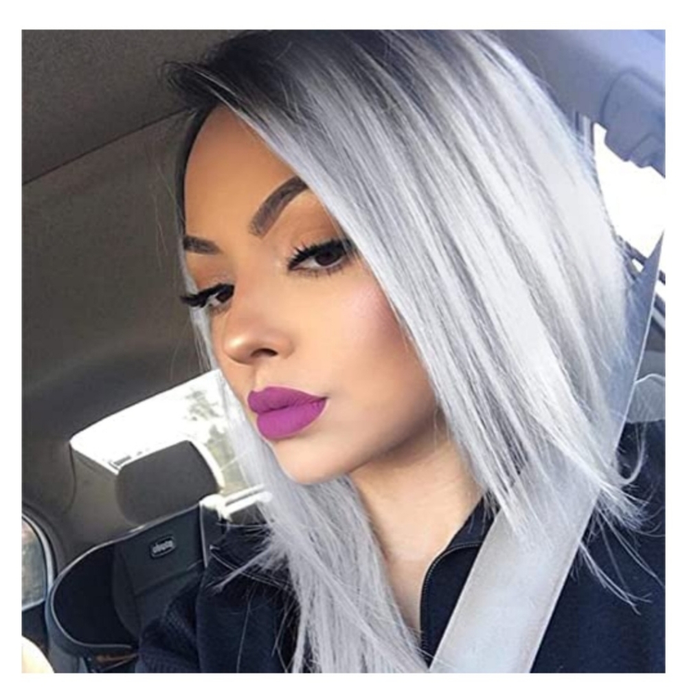 Wig with black and grey